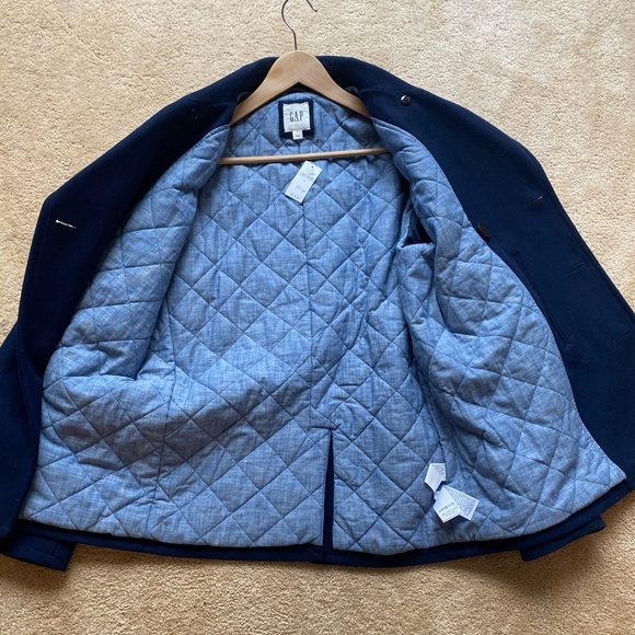 Medium Navy Blue GAP Wool Coat - Picture 2 of 2